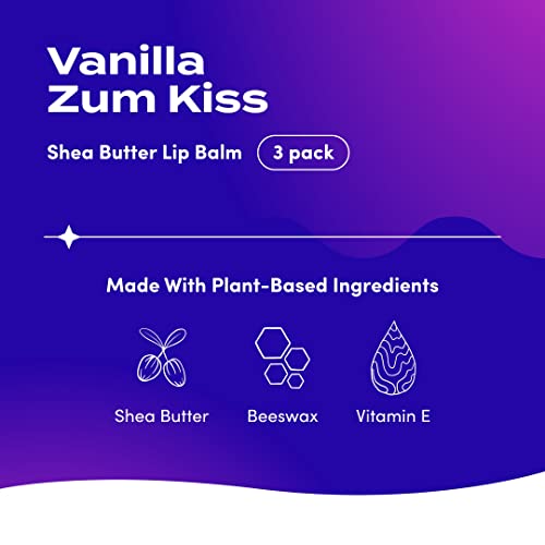Стик Zum Vanilla Kiss (опаковка от 3 броя), с сертифицирано органично масло от семена на слънчоглед, пчелен восък, масло от шеа, Чисти