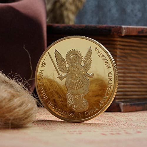 Монета с Националното Знаме на Украйна Възпоменателна Златна Монета Михаил Архангел Светец-Покровител на Киев Златна Монета Колекция