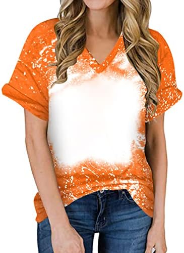 Дамски Модни Блузи С принтом под формата на тай-боя, Блузи с V-образно деколте и Къс Ръкав, Ежедневни Тениска Свободно, Намаляване, Летни ризи 2023
