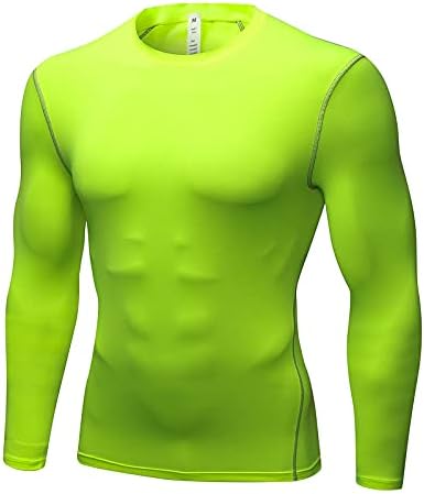 BADHUB Мъжки Компресия Ризи с дълъг ръкав, тениски с Базов Слой за Активни Спортове, Спортна Тренировочная Риза Slim Fit
