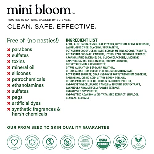 Mini Fresh Bloom N' Clean 2 в 1 за измиване на косата и тялото | Шампоан Без сулфати | е Безопасен за деца | Нежно почиства от главата
