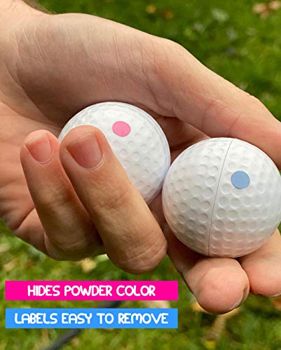 Разкрива пол Топки за голф взривяване на аерозоли набор от топки за голф (1 розов + 1 синьо + 2 дървени тениски в опаковка) Идеи за показване за момичета или момчета | Об