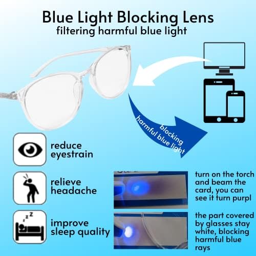 Glasaoto Синя Светлина Очила за Жени Crystal Фотохромная Дограма Кръг Блок UV Намаляване на Екран Цифров Напрежение на Очите Удобни