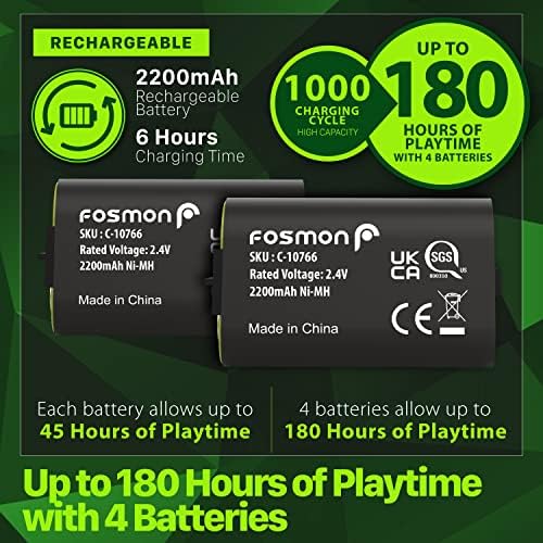 Зарядно устройство Fosmon Quad Pro 2 Max контролери за Xbox Series X / S, Xbox One, Xbox One X (4 акумулаторни блока с капацитет от 2200