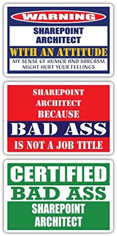(x3) Сертифициран Стръмен Архитект на Sharepoint със стикери Отношението | Забавна Идея за подарък за кариера | Винил 3М за преносими компютри, Шлемове, Windows