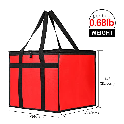 Чанта за доставка на пица Bodaon с изолация, 16 x 16 x 14, Пакети за затопляне на храна пица в гореща, Червена, 1 опаковка