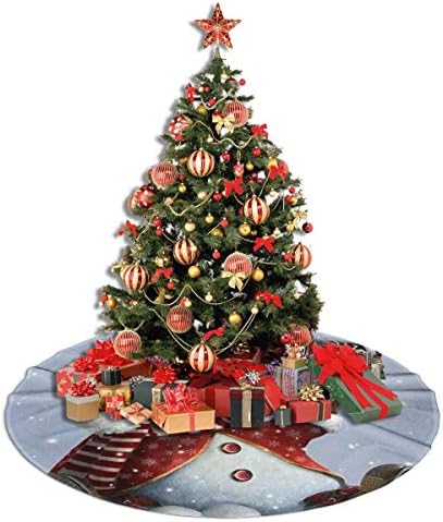 LVeShop Весела Коледа Снежен човек Пола За Коледно Луксозна Кръгла Подложка За вътрешна и Външна Употреба Селски Празнични Украси Коледна