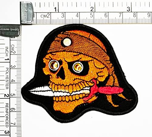 Kleenplus пиратски череп меч Шаржа Мода, оранжево кръпка стикер занаят петна САМ апликация бродирани шиене на желязо в нашивка емблема костюм облекло, аксесоари за шие?