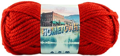 Прежда на марката Lion Hometown Yarn, Обемна Прежда, Прежди за плетене на една кука, 1 Опаковка, Синсинати Червен