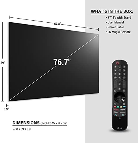 LG OLED G1 Series 77 Алекса С вграден 4k Smart OLED evo-телевизор, галерейный дизайн, честота на опресняване 120 Hz, поддръжка на изкуствен интелект, Dolby Vision IQ и Dolby Atmos, WiSA Ready (OLED77G1PUA, 2021)