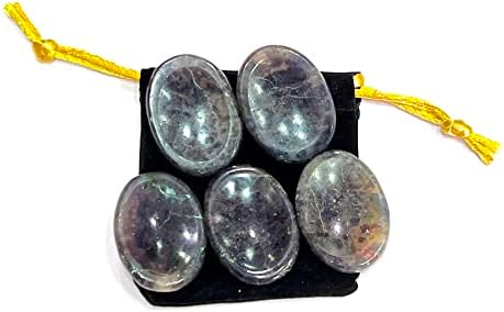 GEMSCITE Натурален Скъпоценен Камък 5 БР Иолит Камъни За Безпокойство за Големия Пръст на Crystal Исцеляющий Рейки Джобен Камък