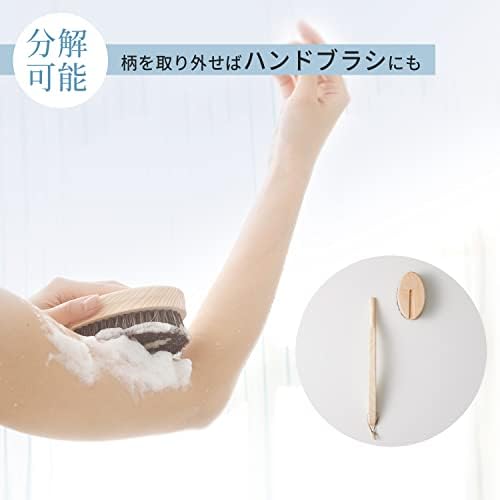 Четка за тяло Marna B583, Извити Фигура, Конски Косъм, Произведено в Япония, Натурална четина, Дълга Дръжка, Четка за тяло за баня, Лесно за почистване / Изчиства, Подвесно
