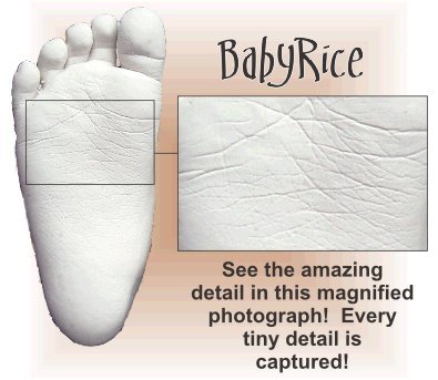 BabyRice Нов Комплект за детска леене с черна рамка на дисплея, 3D Box размер 6x5 инча / Черно на стена / Бяла подложка / Сребрист боя