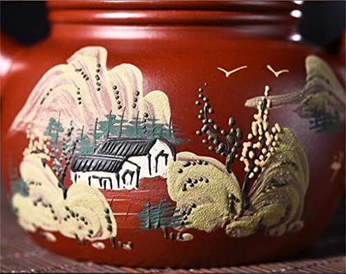 Дебел 220 мл кана Zisha ръчно изработени от сурова руда, декориран с кал Дахунпао, немско-китайски чайник (Цвят: A, размер: 220 мл)