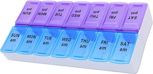 Органайзер за прием на таблетки сутрин и вечер в продължение на 7 дни в седмица - два пъти на ден - Калъф за лекарства, витамини и добавки (1 опаковка)