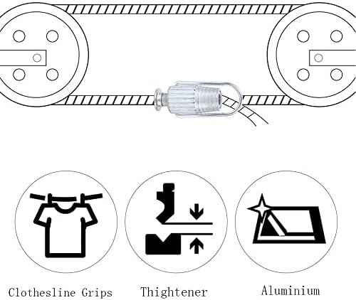SEIWEI 2 ЕЛЕМЕНТА Метално Въже За Дрехи, Плътни Дръжки, Алуминиеви устройството за обтягане на Шайби/Фиксирана Линия за Пране на