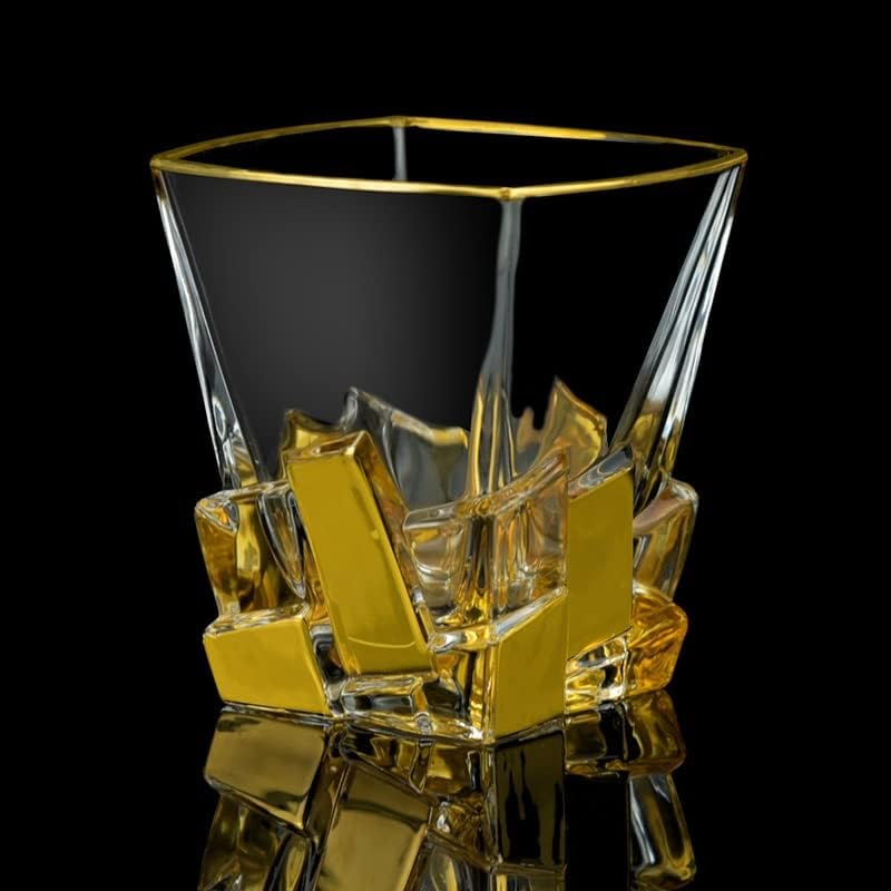 KLHHG Позлатени Чаша за уиски, Чуждестранна винена чаша, креативна една чаша за обем 300 мл, набор от домашни steins (Цвят: B размер:
