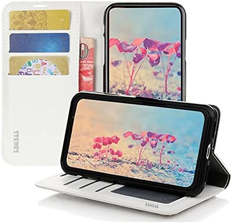 Чанта-портфейл STENES Bling за телефон, Съвместим с калъф Samsung Galaxy A21s - Стилен Дизайн с 3D отложено във формата на сърце и Ръчно изработени цветя, Кожен калъф-поставка за да?