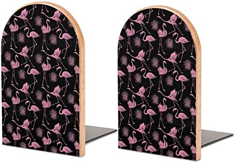 Дървени Стойки за книги с Розово Фламинго, Модерна Декоративна Поставка за книги за дома и офиса, Комплект от 2 Рафтове