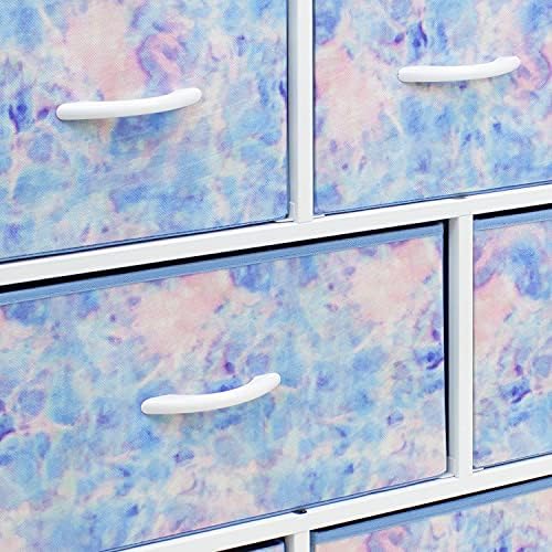 Скрин Sorbus - Мебелен Ракла за съхранение на дрехи, Голям Органайзер за игри стая, Детска, Спалня, антре, кабинет, Стоманена рамка, Дървена маса, 8 Филтър кутии (Синя боя