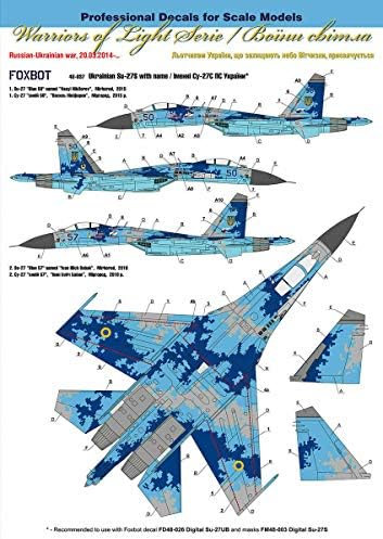 Стикер за Sukhoi SU-27 с името Аксесоари за военен Foxbot 48-037 в мащаб 1/48 - Комплект модели