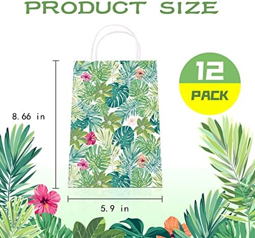 Мошининг 24 Опаковки Зелени Тропически Палмови Листа За Партита, Подаръчни Торбички С дръжка, Сафари в Джунглата, Luau,