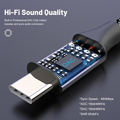 Кабел MOSWAG от USB C до 3,5 мм аудиоразъема Aux 6,6 фута / 2 м, стереокабель за слушалки Type C до 3,5 мм, Съвместим с S20 Ultra