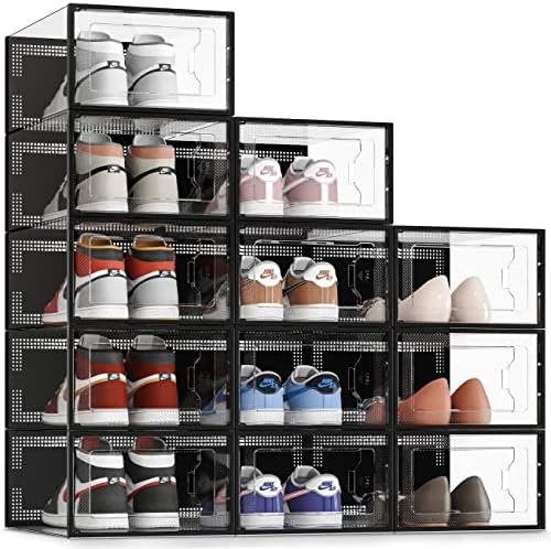 ВИЖТЕ SRPING XX-Голяма Кутия за съхранение на обувки в 12 опаковки, Прозрачна Пластмасова Штабелируемый Органайзер за обувки в гардероба,