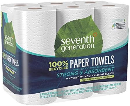 Хартиени кърпи седмо поколение, Рециклирана хартия, ниво 2, 6 ролки, 6 броя (опаковка от 2 броя)