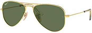 Слънчеви очила-авиатори Ray-Ban Junior Rj9506S от метал, Arista/ Зелена Поляризация, 52 мм