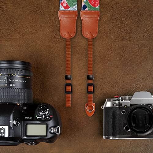 Каишка за фотоапарат в японски художествен стил с ширина 2 инча с пластове глава от телешка кожа, презрамки за камера от чист памук,