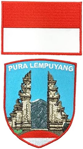A-ONE Опаковка от 2 теми-Нашивка с изображение на щит Pur Пенатаран Агунг Лемпуянг + Емблемата на знамето на Индонезия, Нашивка Портите