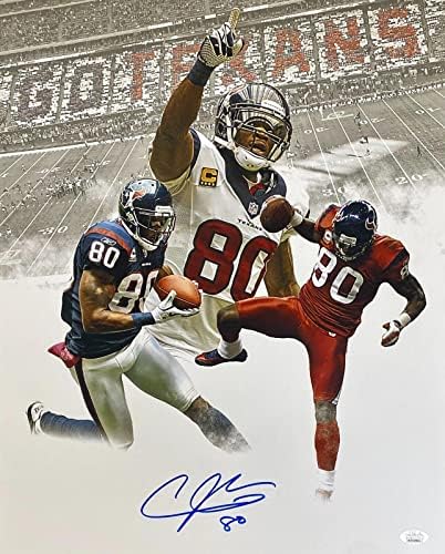 Андре Джонсън Подписа Снимка 16x20 с Автограф от JSA Authentication Хюстън Техасс 4 - Снимки NFL С автограф