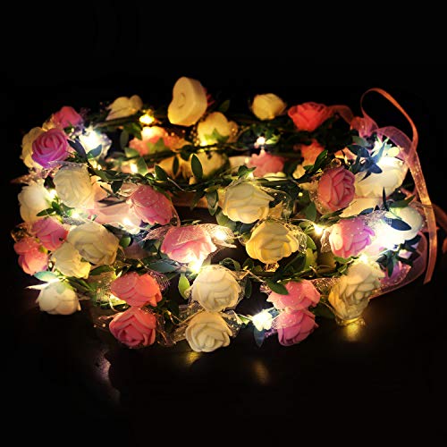Новост 4 опаковки, светещо цвете превръзка на главата - led цвете короната за сватбата, на фестивала и партита - 4 броя
