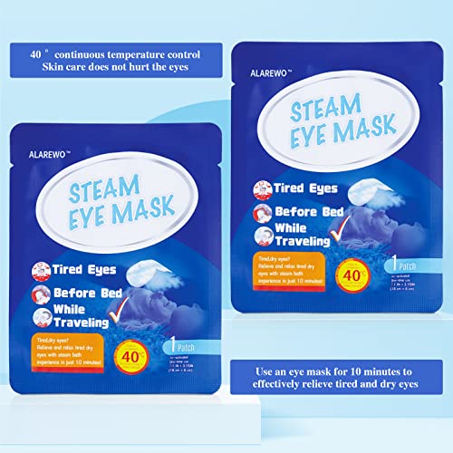 ALAREWO 22 Опаковки Парна маска за очи, Самонагревающийся Влажен компрес за очи, за Еднократна употреба СПА-топла маска за очите