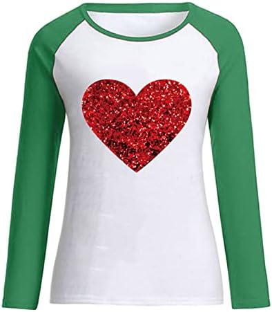 Дамски Блузи Love Heart Tree Графични Тениски, Ризи с дълъг Ръкав за Жени, Свитшоты с Кръгло Деколте, Пуловер за Свети Валентин