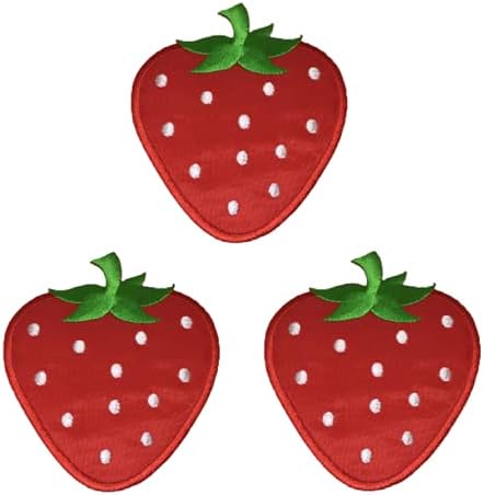 Набор от XOmise от 3 бр. Сладък апликации ягоди Плодове, Бродирани Пришитыми към Желязо Ивици, Украшающими със собствените
