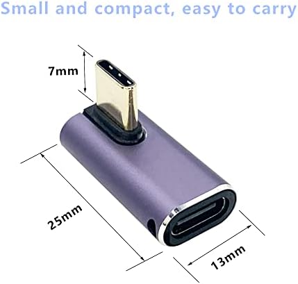 Kallaudo Правоъгълен USB адаптер C мощност 240 W, 90 Градуса C USB за мъже и жени, Type C Разклонител за пренос на данни 40 Gbit/s, 8K Удължител с led подсветка за устройства USB-C, 2 опаковки