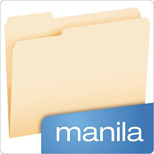 Папка за файлове Pendaflex, Размер на букви, 8-1/2 x 11, Класическа Манильская хартия, изрязани 1/3 раздела в горния, Десен и Централен позиции,