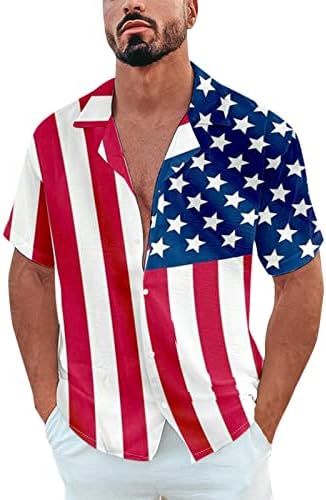 XXBR Мъжки Ежедневни Ризи с копчета и Къс Ръкав, Летни Реколтата, хавлии за Плаж, Почивка, Свободна Риза с Принтом Ден на Независимостта
