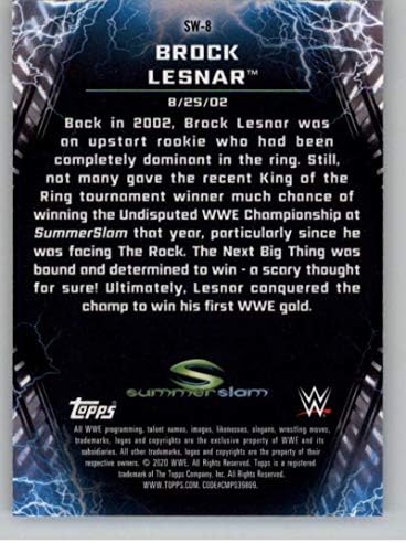 2020 Печели Chrome WWE Шокиращи Wins #SW-8 Brock Lesnar 2002-08-25 Търговска картичка Рестлинга