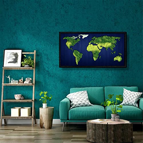 Стенно Изкуство с карта на света от Мъх, Зелена и Жълта Истински Мъх дърво в Рамка, много Естествен Декор за дома и офиса, Бижута