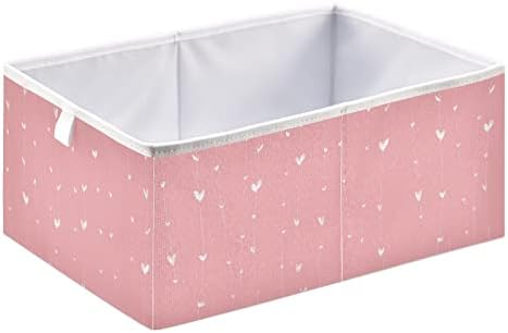 Emelivor Кутия за съхранение на кубчета с розови сърца, Сгъваеми Кубчета за съхранение, Водоустойчив кош за играчки, органайзер за кубчета,