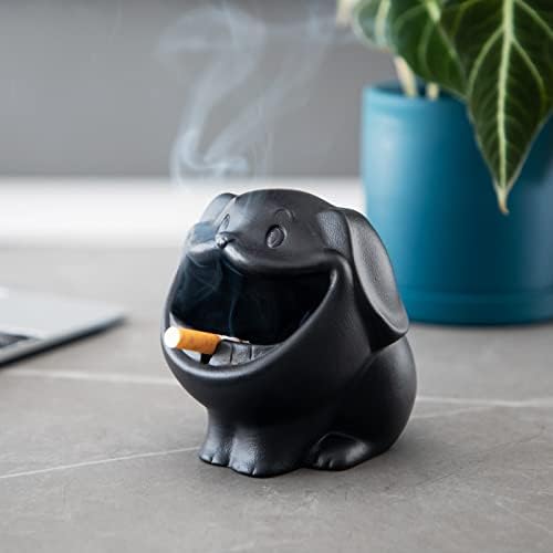 Пепелник HEER Black Dog за цигари на закрито и открито, керамични забавен комплект пепелници за пушачите на трева, Декоративен