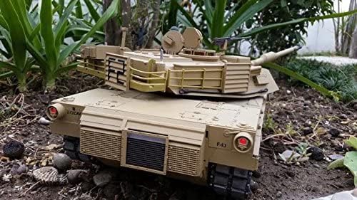 Дистанционно управление на мащаба 1: 16 2,4 Ghz, основният боен танк на САЩ M1A2 Abrams, Радиоуправляеми боен танк, Дим и звук (Метални
