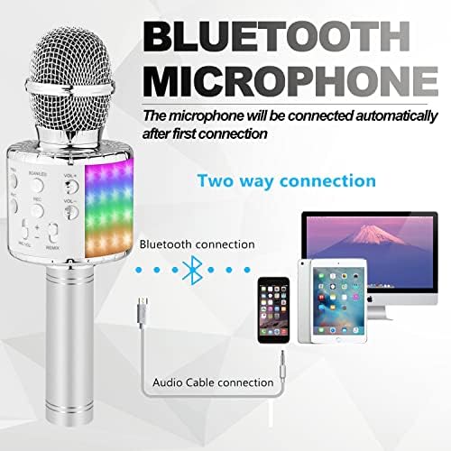 Караоке Микрофон за възрастни, Безжичен Bluetooth и Микрофон за Пеене, Преносима караоке-Машина за Ръчна Работа с led Подсветка, Подарък за
