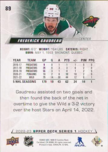 2022-23 Горната палуба #89 Фредерик Годро Минесота Уайлд Серия 1 Хокейна карта НХЛ