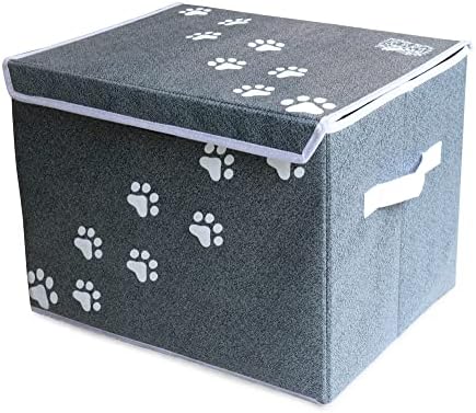 Котешки Грива ГОЛЯМА Кутия за съхранение на играчки за кучета 16 x 12 Кошница за съхранение на играчки за домашни животни с капак. Идеалното