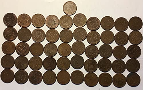 1955 P Линкълн Пшеничен Цент, Пени Ролка (50) Монети Пени Продавачът Изключително Фин