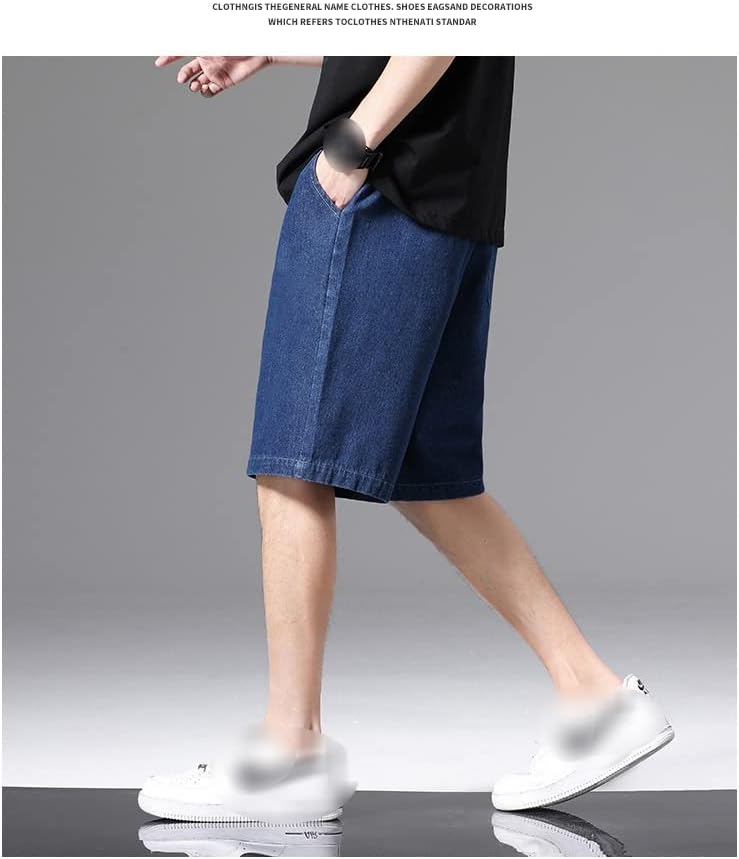 CCYHD Тънки Летни Дънкови шорти Slim Fit Шорти в Корейски стил Ежедневни Панталони на Младежки Панталони, Шорти (Цвят: синьо Размер: X-Large)